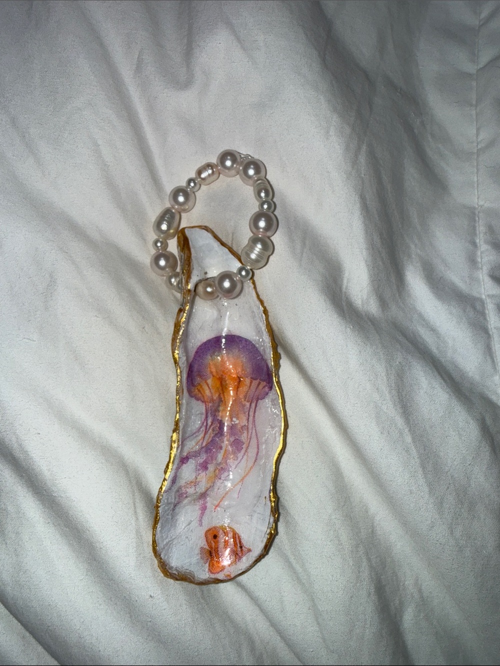 Handmade Jellyfish Ornament - White Pearlescent